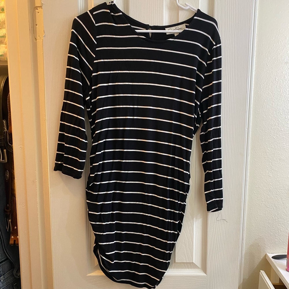 Black and white striped maternity shirt